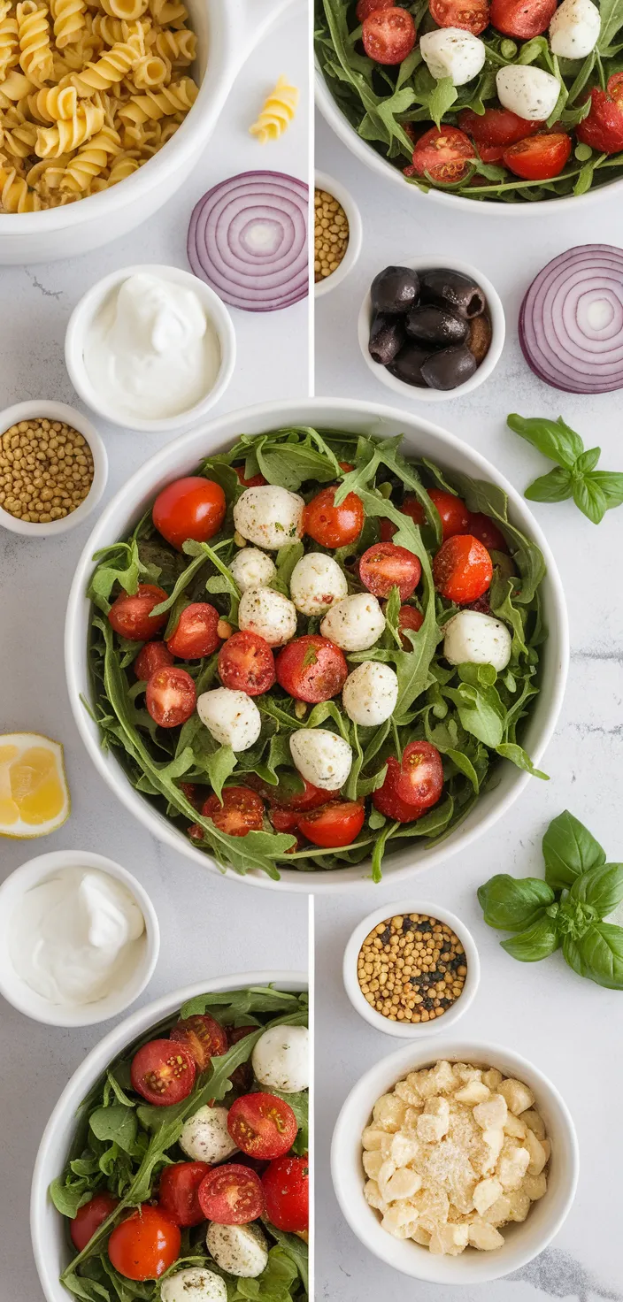 A photo of Creamy Summer Arugula Pasta Salad Recipe