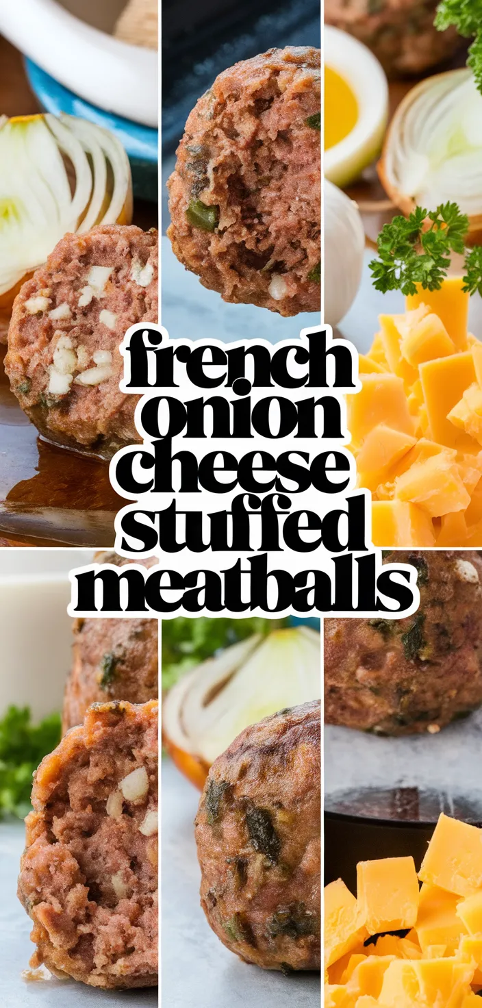 A photo of French Onion Cheese Stuffed Meatballs Recipe