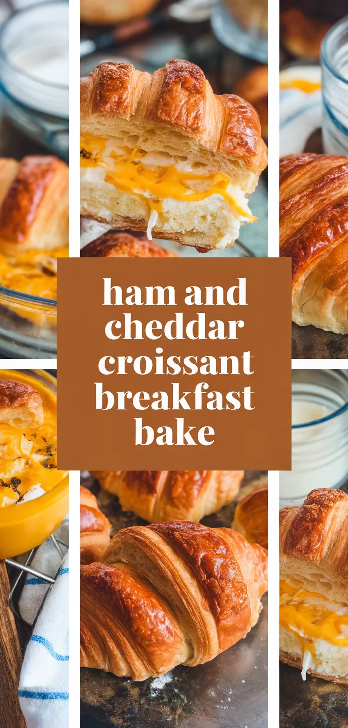 A photo of Ham And Cheddar Croissant Breakfast Bake Recipe