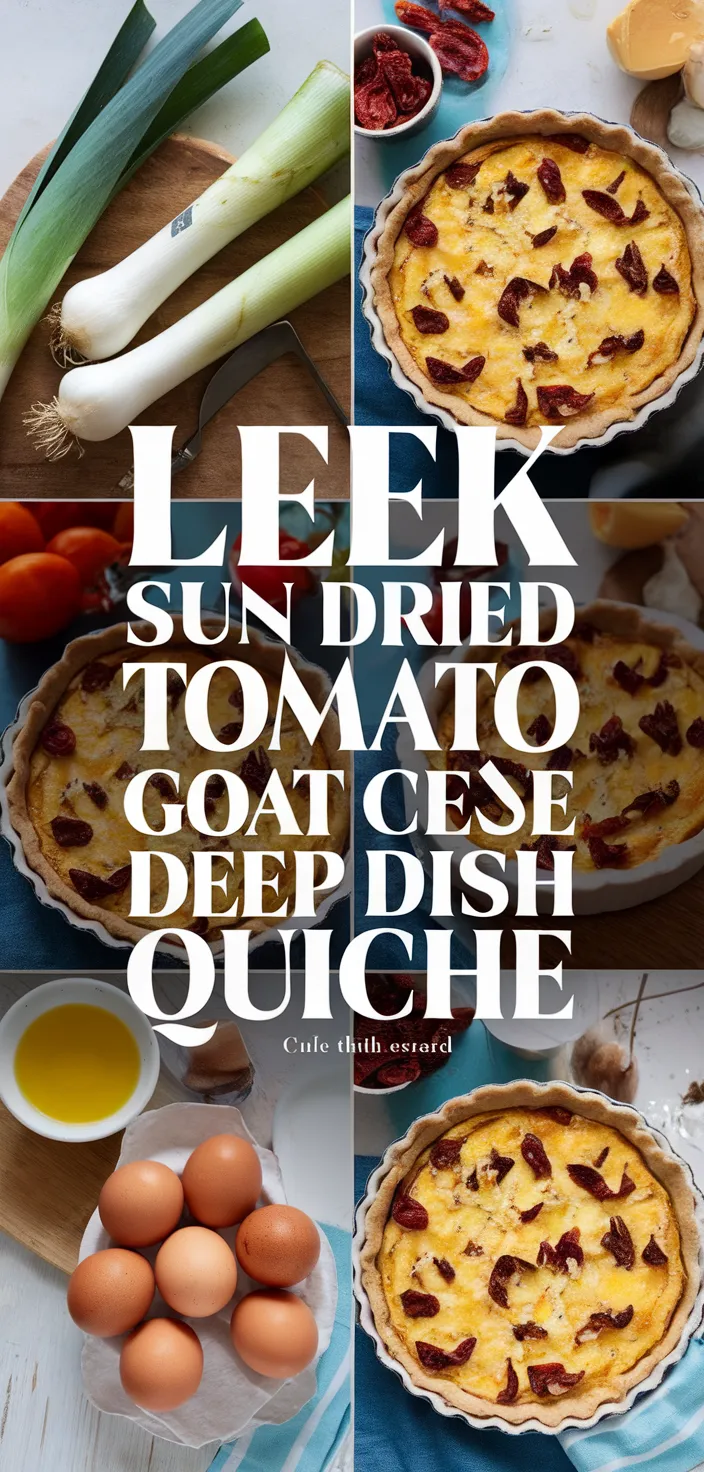 A photo of Leek Sun Dried Tomato Goat Cheese Deep Dish Quiche Recipe