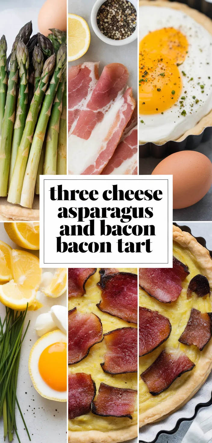 A photo of Three Cheese Asparagus And Bacon Tart Recipe