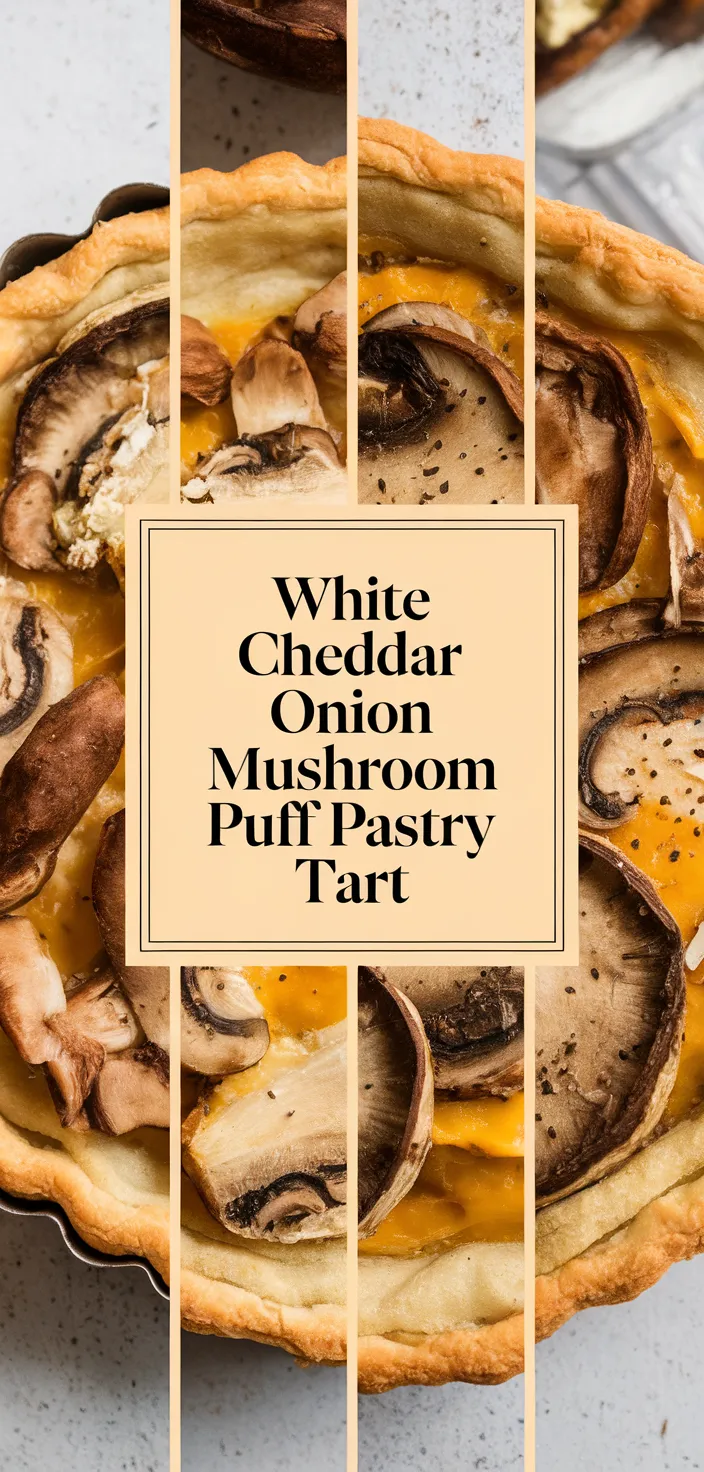 A photo of White Cheddar Onion Mushroom Puff Pastry Tart Recipe