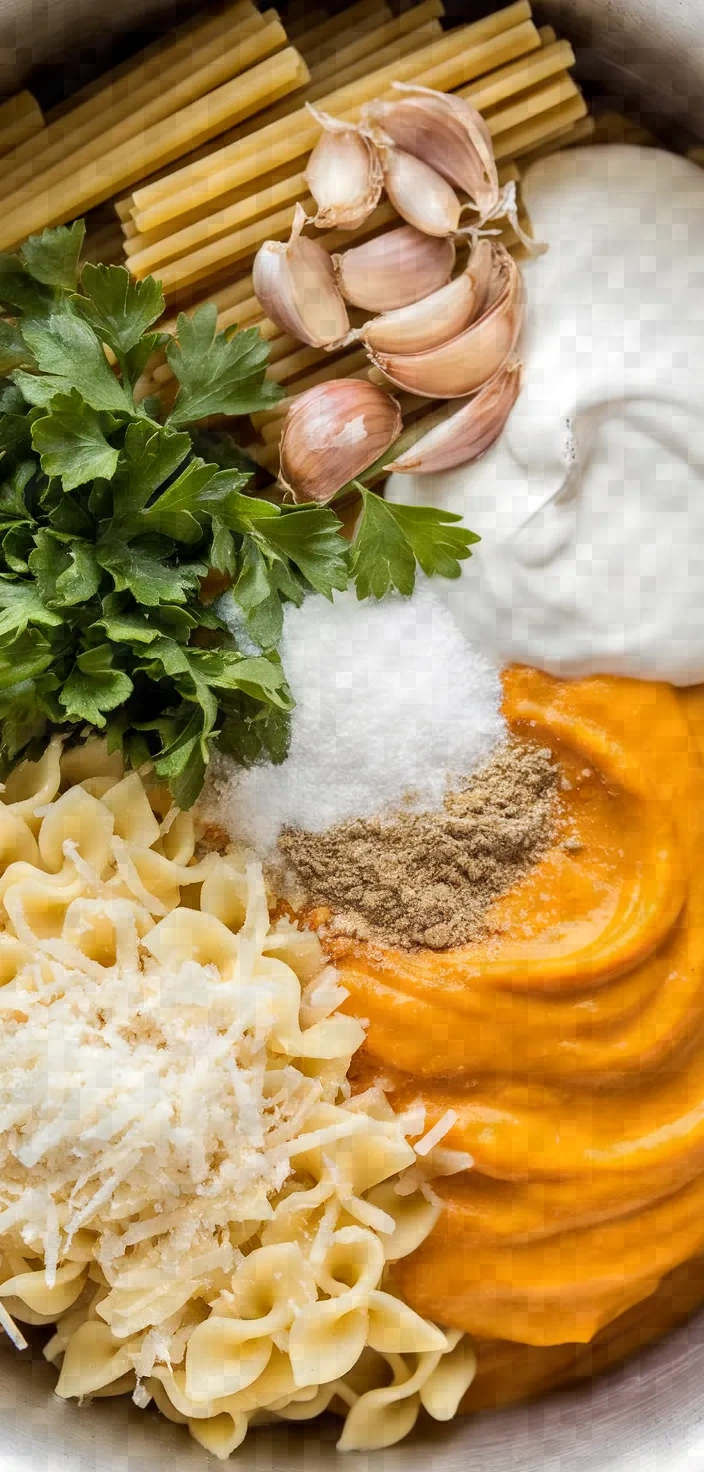 Ingredients photo for Creamy Parmesan Pumpkin Pasta Recipe