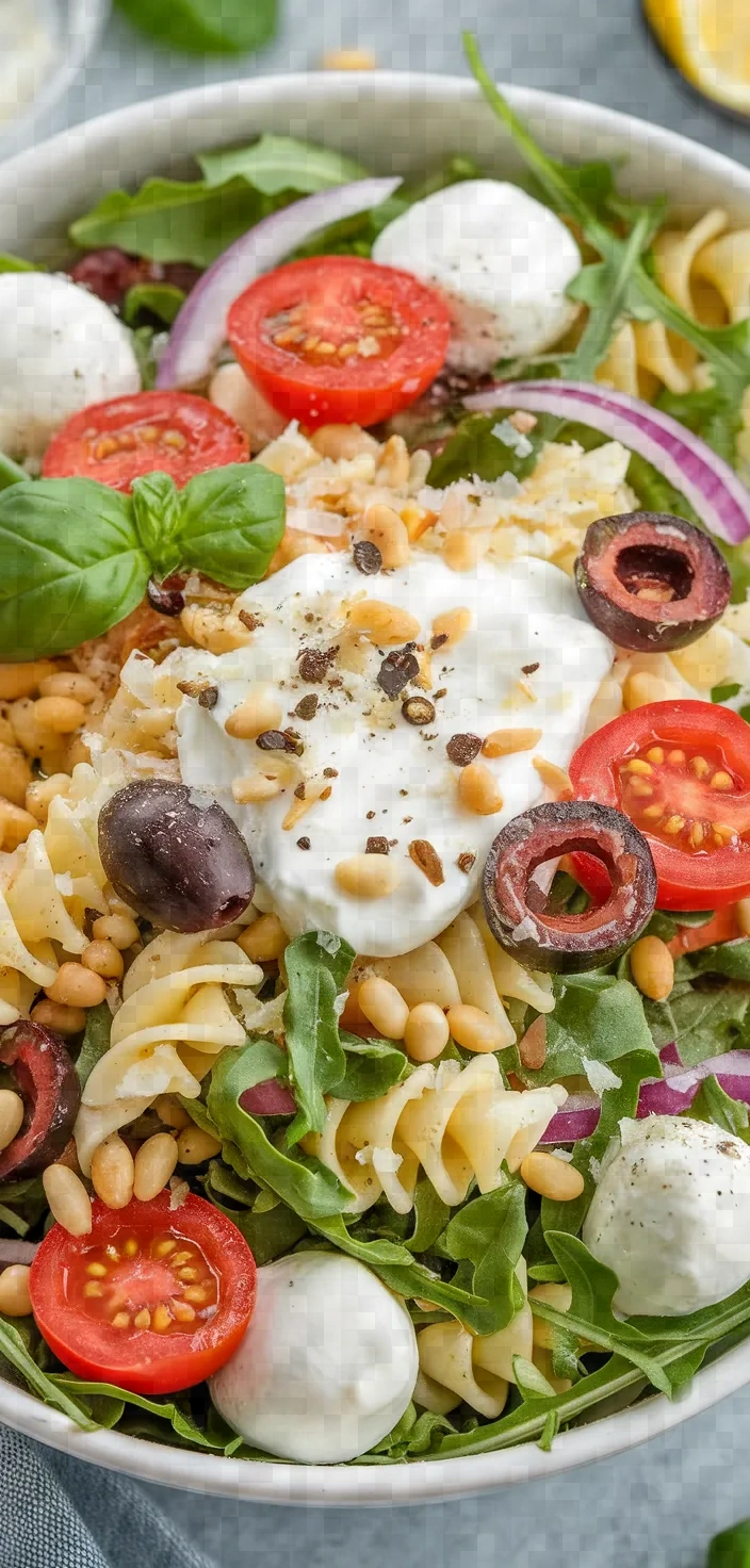 Ingredients photo for Creamy Summer Arugula Pasta Salad Recipe