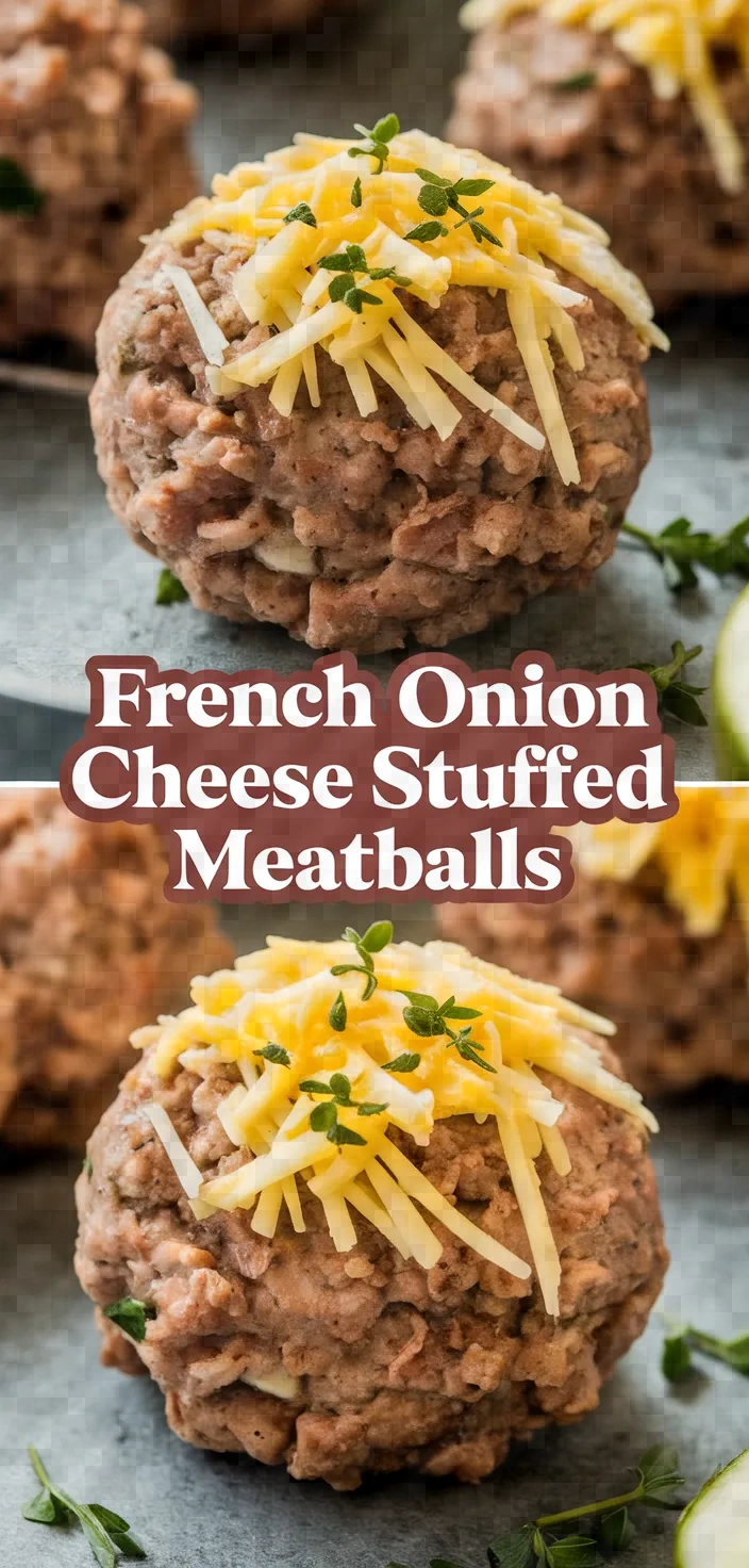 French Onion Cheese Stuffed Meatballs Recipe