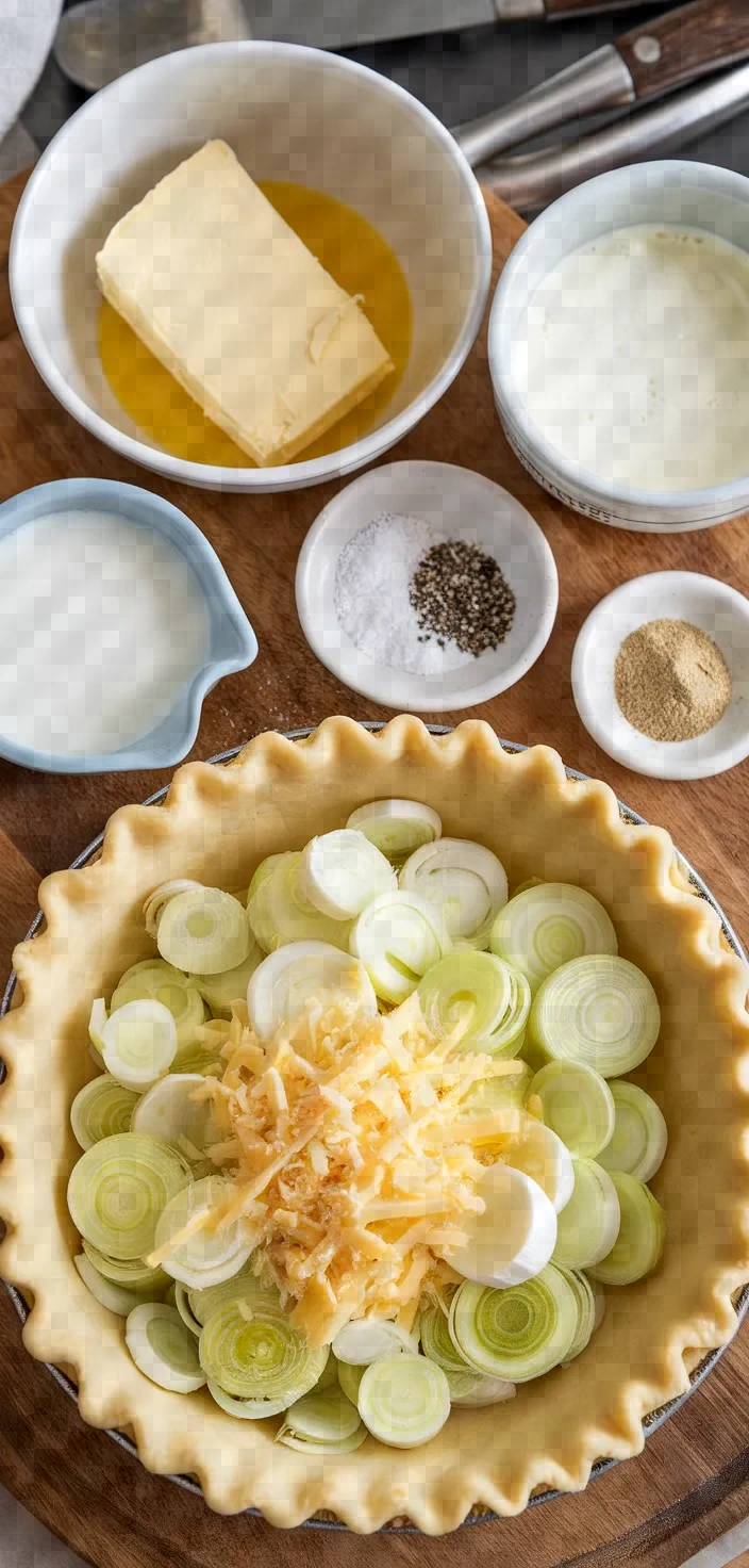 Ingredients photo for Leek And Gruyere Quiche Recipe