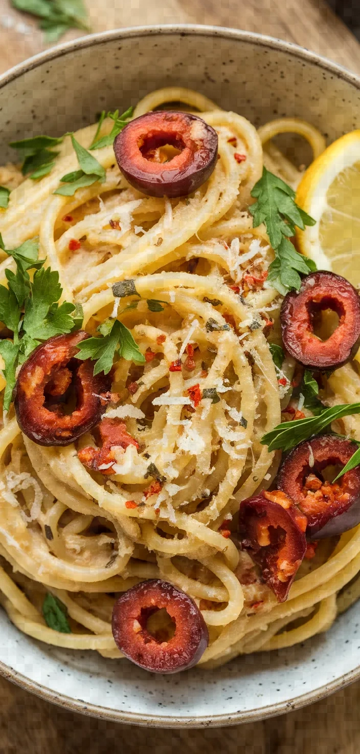 Ingredients photo for Mediterranean Garlic And Olive Oil Pasta Recipe