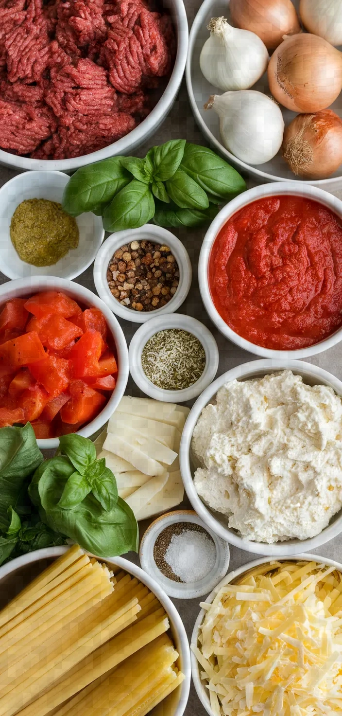 Ingredients photo for Slow Cooker Lasagna Soup With Whipped Pesto Cottage Cheese Recipe