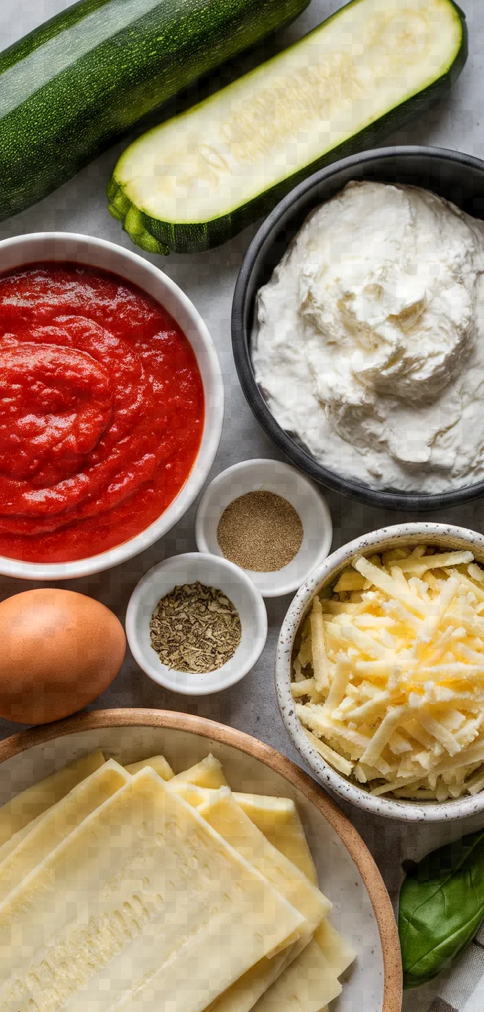 Ingredients photo for Zucchini Lasagna Recipe