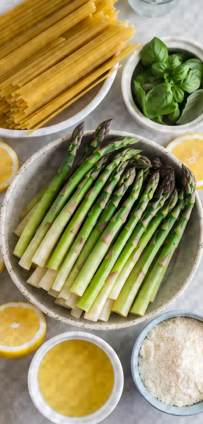 Ingredients photo for Angel Hair Pasta With Asparagus And Lemon Cream Sauce Recipe