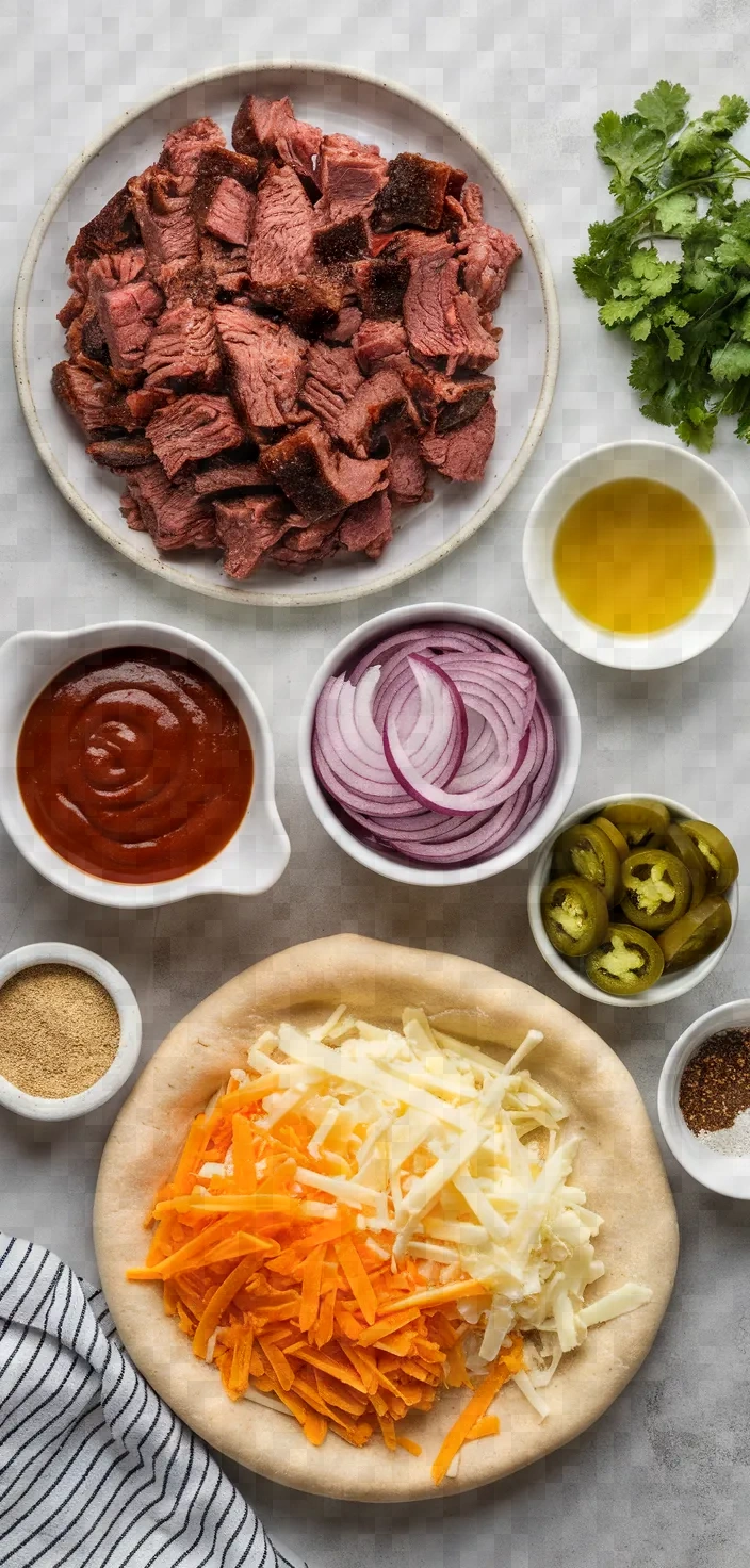 Ingredients photo for Black Bark Beef Brisket Pizza Recipe