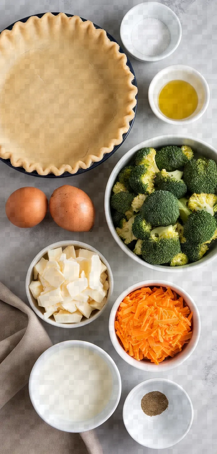 Ingredients photo for Broccoli Cheddar Quiche Recipe