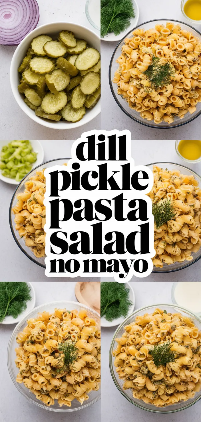 A photo of Dill Pickle Pasta Salad No Mayo Recipe