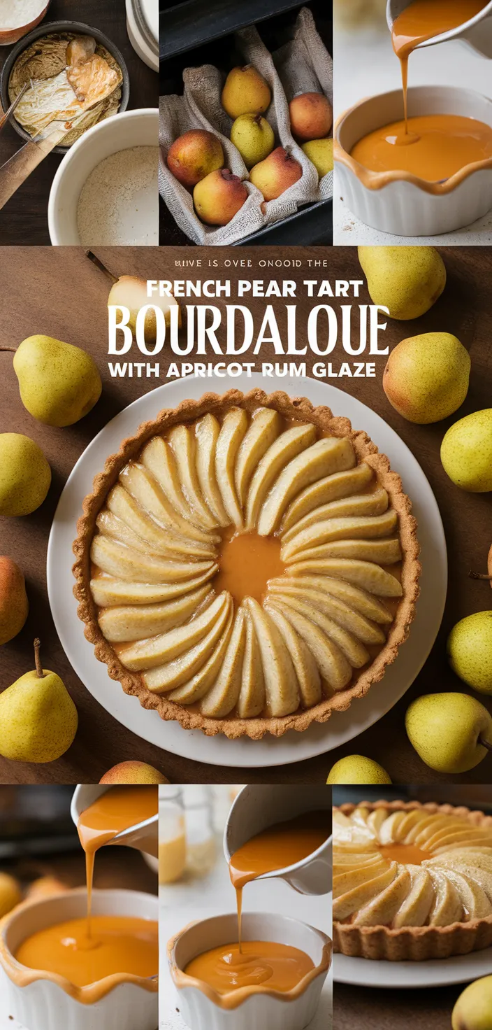 A photo of French Pear Tart Bourdaloue With Apricot Rum Glaze Recipe