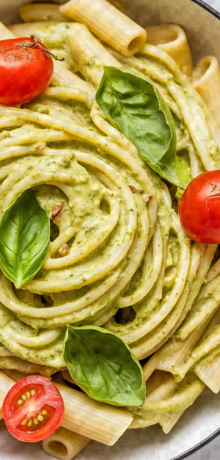 Ingredients photo for Creamy Pasta With Easy Tofu Pesto Recipe Vegan