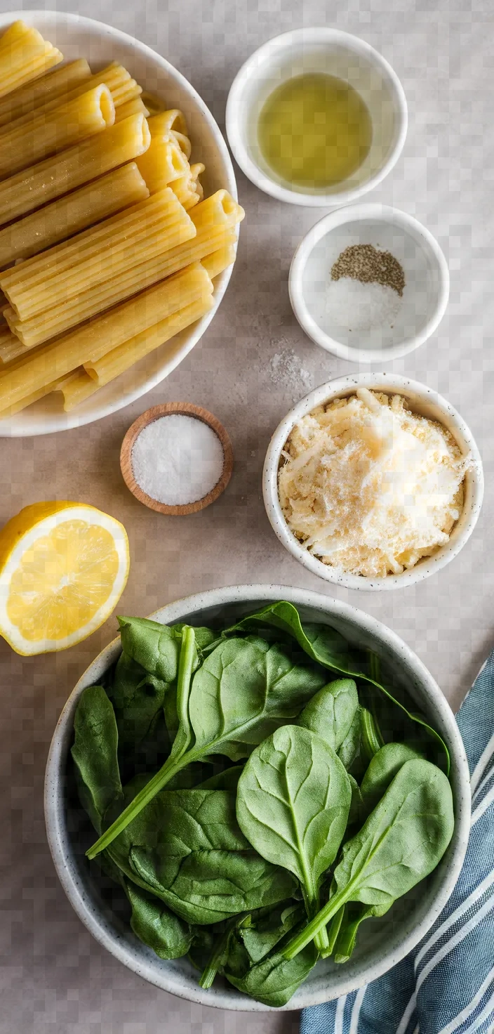 Ingredients photo for Creamy Spinach Pasta Recipe