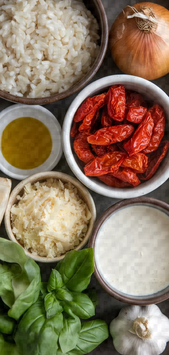 Ingredients photo for Creamy Sun Dried Tomato Risotto Recipe