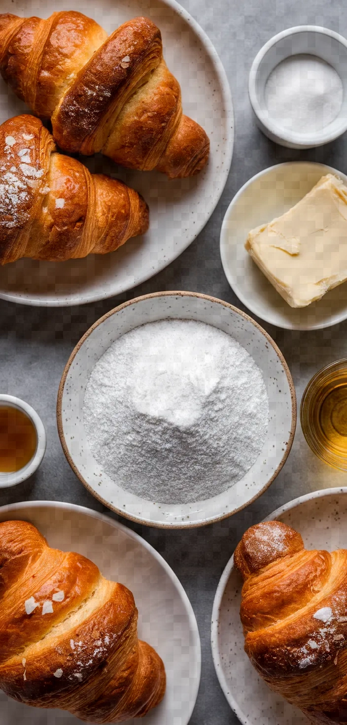 Ingredients photo for Easy Almond Croissants French Bakery Style Recipe