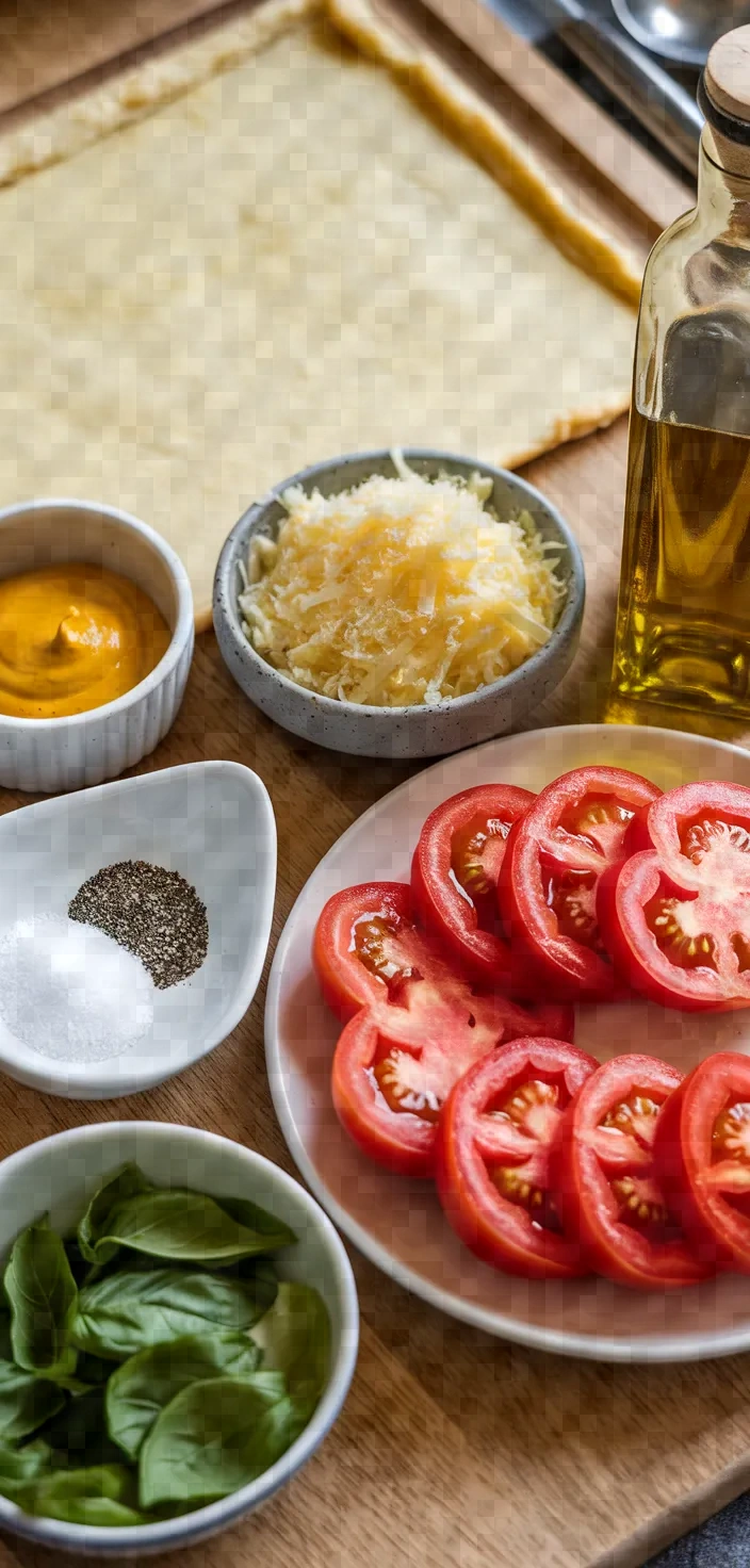 Ingredients photo for Fresh Tomato Tart Recipe With Gruyere Cheese