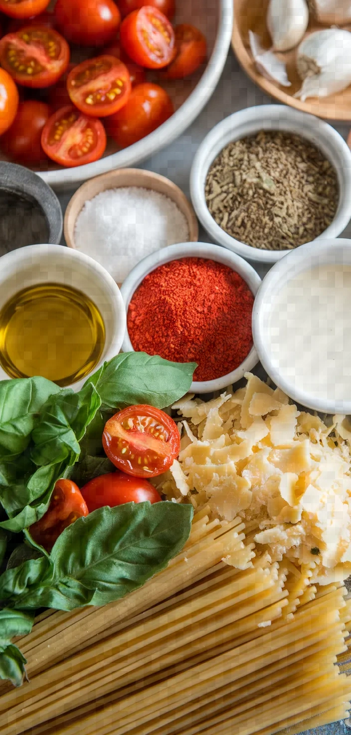 Ingredients photo for Pasta With Slow Roasted Cherry Tomatoes And Cream 2 2 Recipe