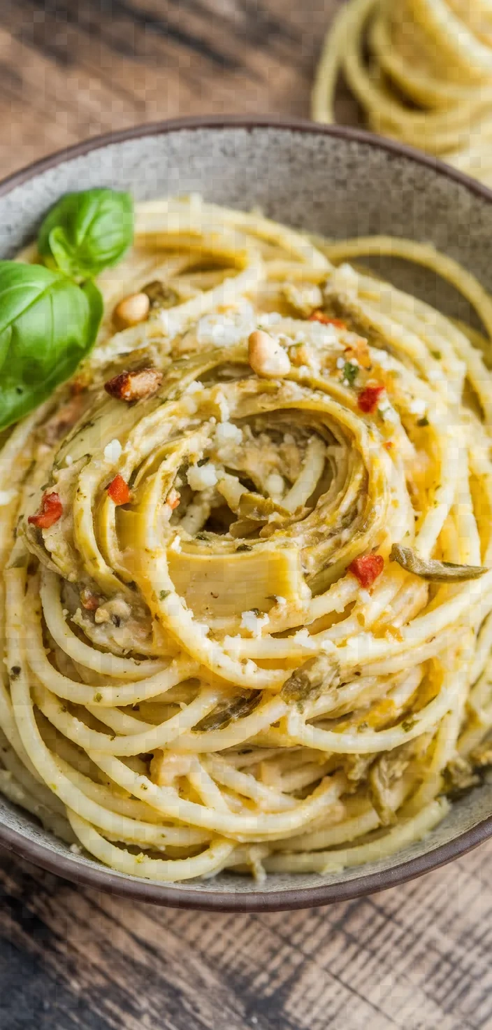 Ingredients photo for Artichoke Pesto Pasta Recipe