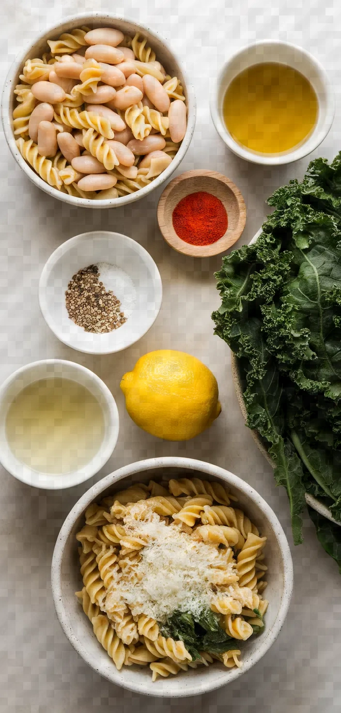 Ingredients photo for Pasta With White Beans And Kale Recipe