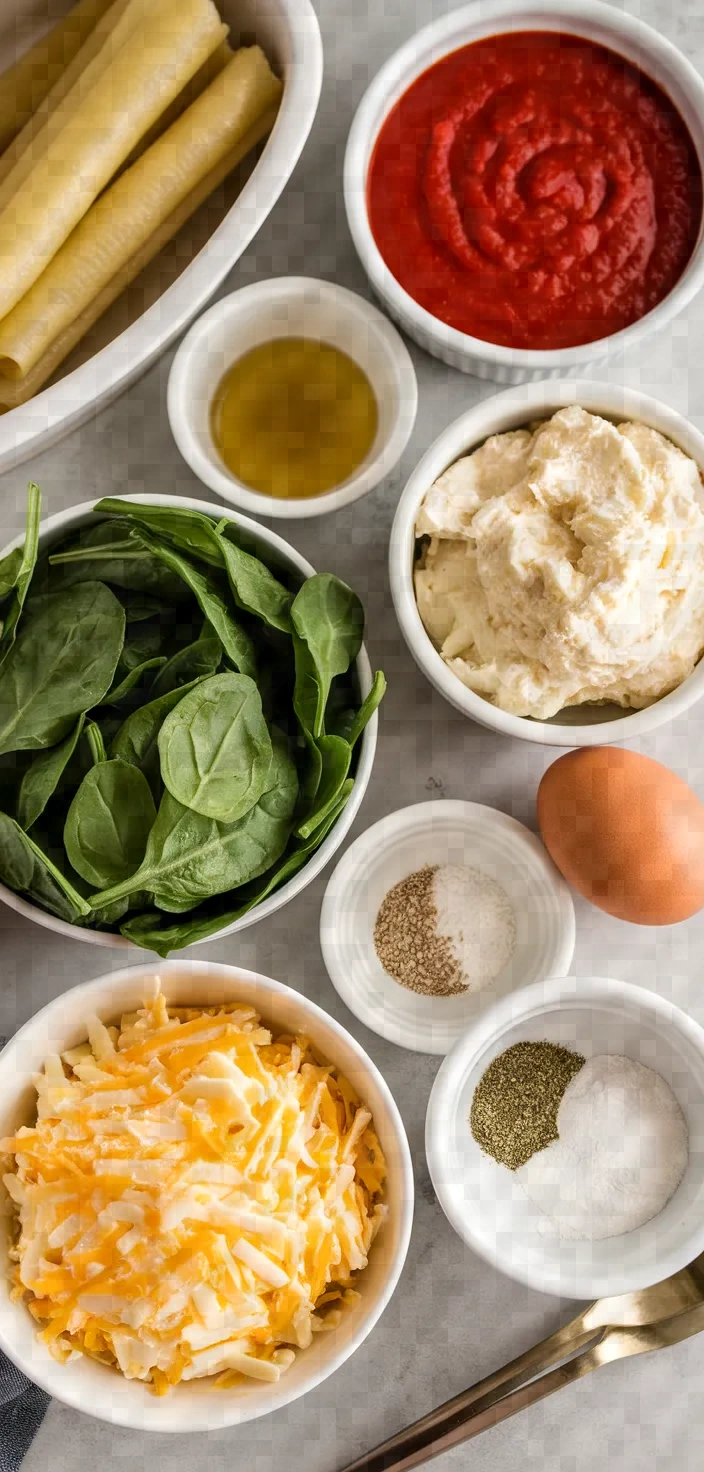 Ingredients photo for Spinach Artichoke Lasagna Rollups Recipe