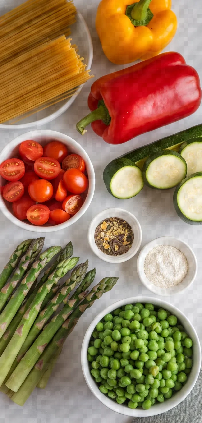 Ingredients photo for Vegan Pasta Primavera Recipe