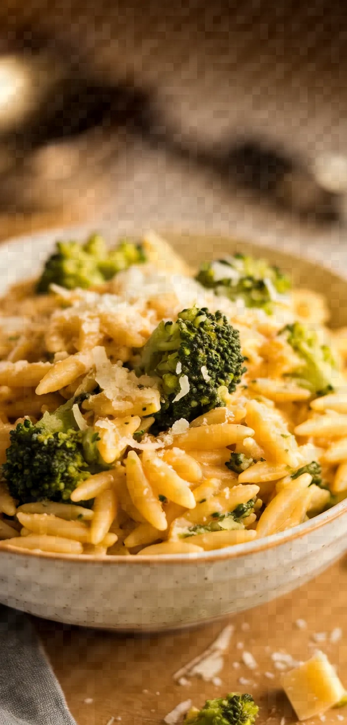 Broccoli Cheddar Orzo Pasta Recipe