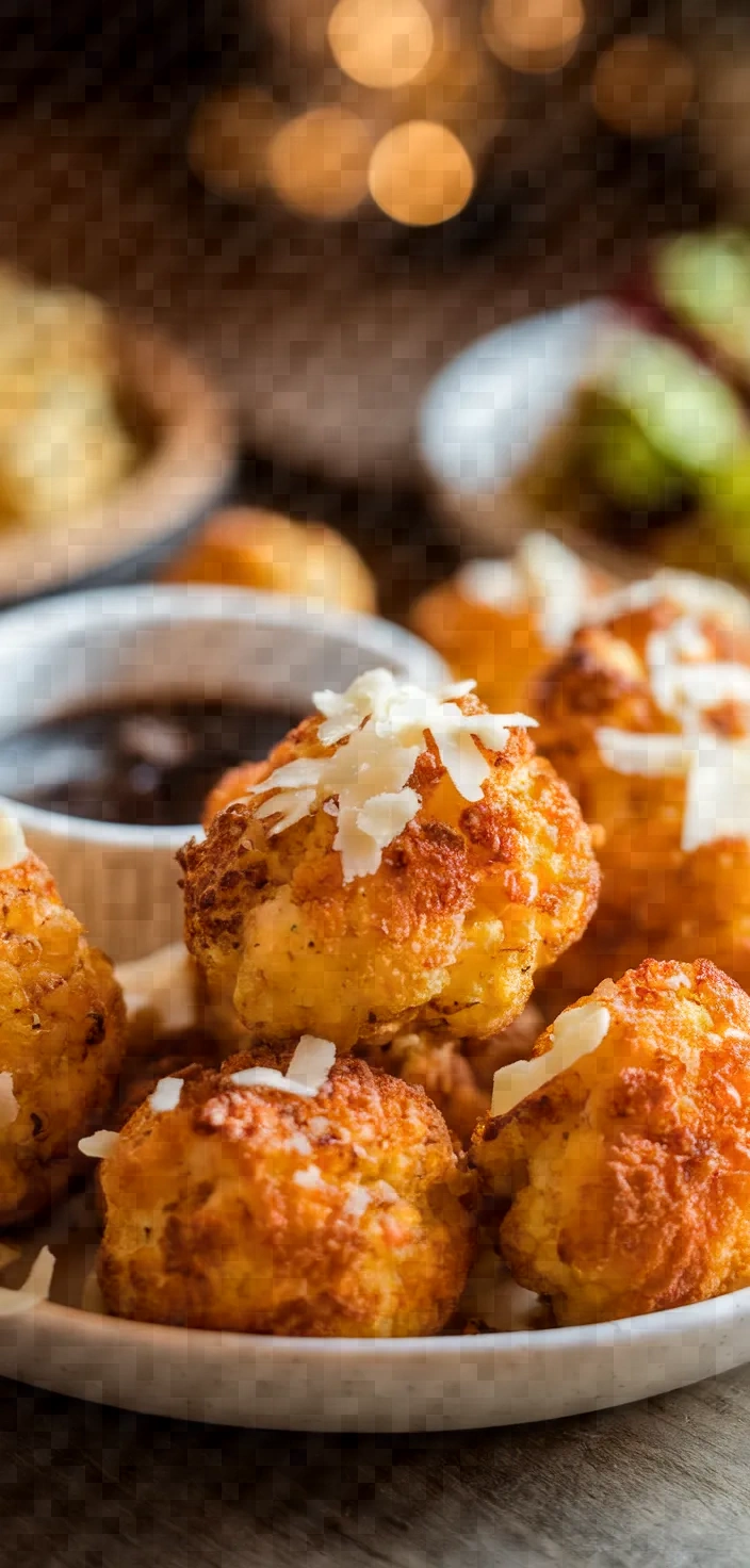 A photo of Cauliflower Tots Italiano With Balsamic Dipping Sauce Recipe