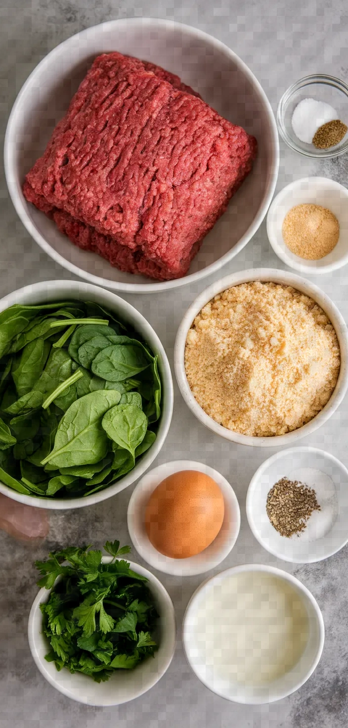 Ingredients photo for Baked Italian Meatballs With Sneaky Spinach Recipe
