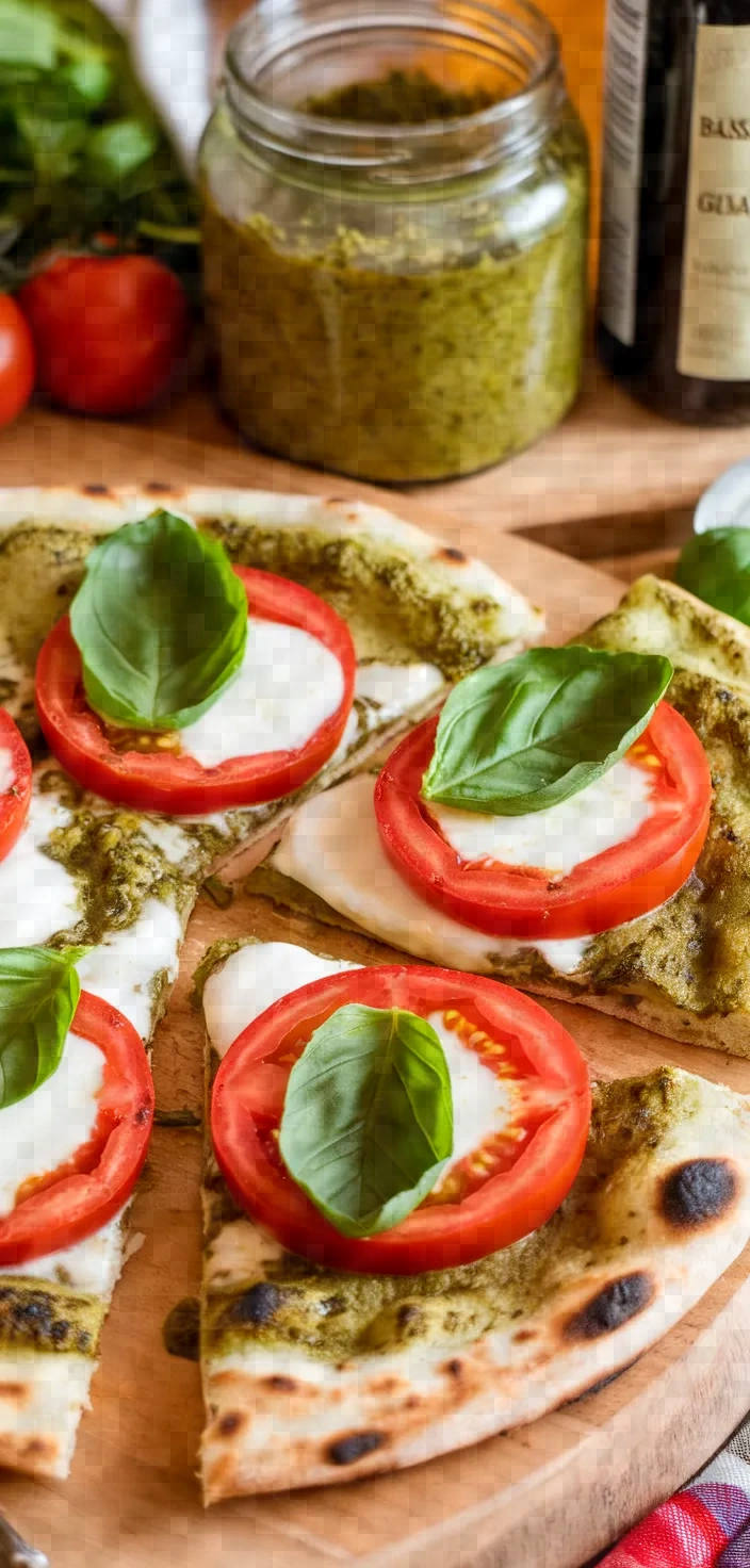 Ingredients photo for Grilled Pesto Caprese Naan Pizza Recipe