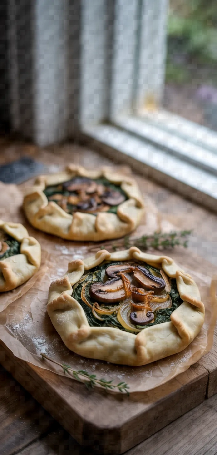 Mushroom Onion And Spinach Galettes Recipe