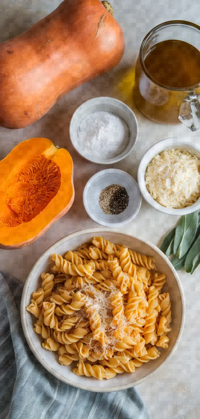 Ingredients photo for One Pot Butternut Squash Pasta With Sage Recipe