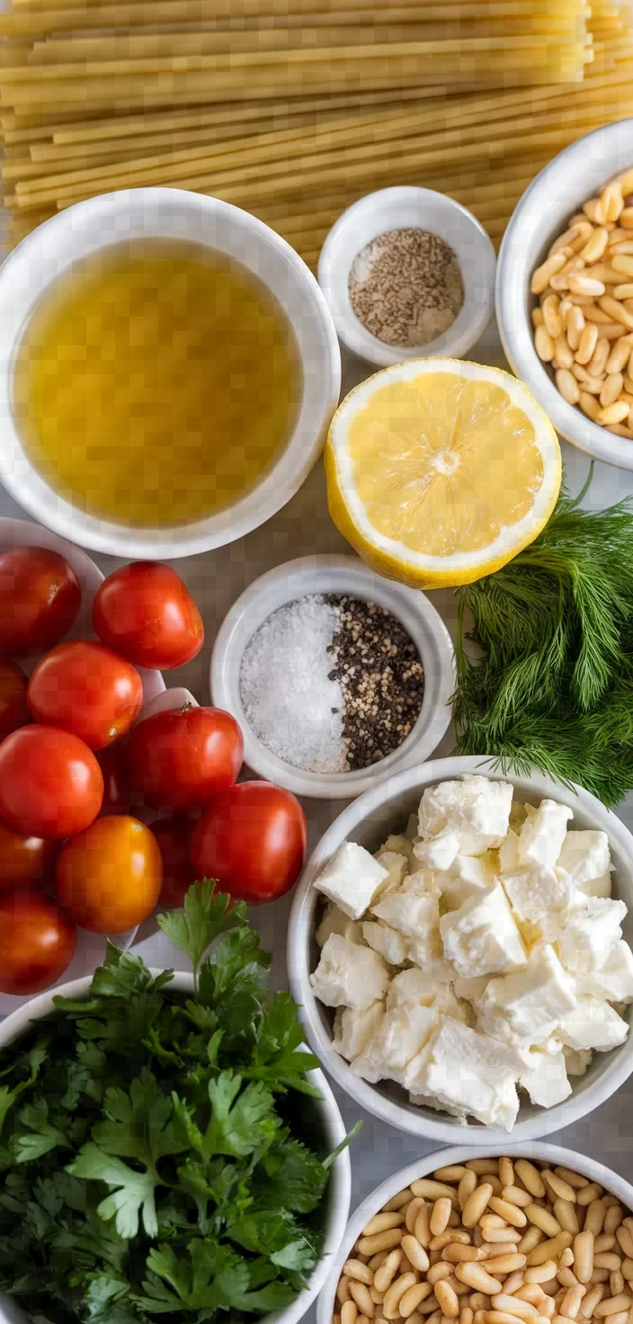 Ingredients photo for One Pot Greek Lemon Dill Pasta Recipe