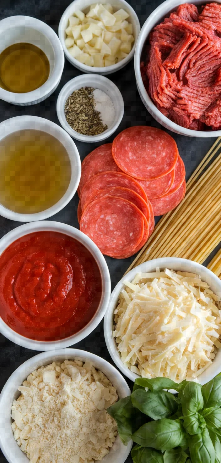 Ingredients photo for One Pot Pepperoni Pizza Pasta Recipe