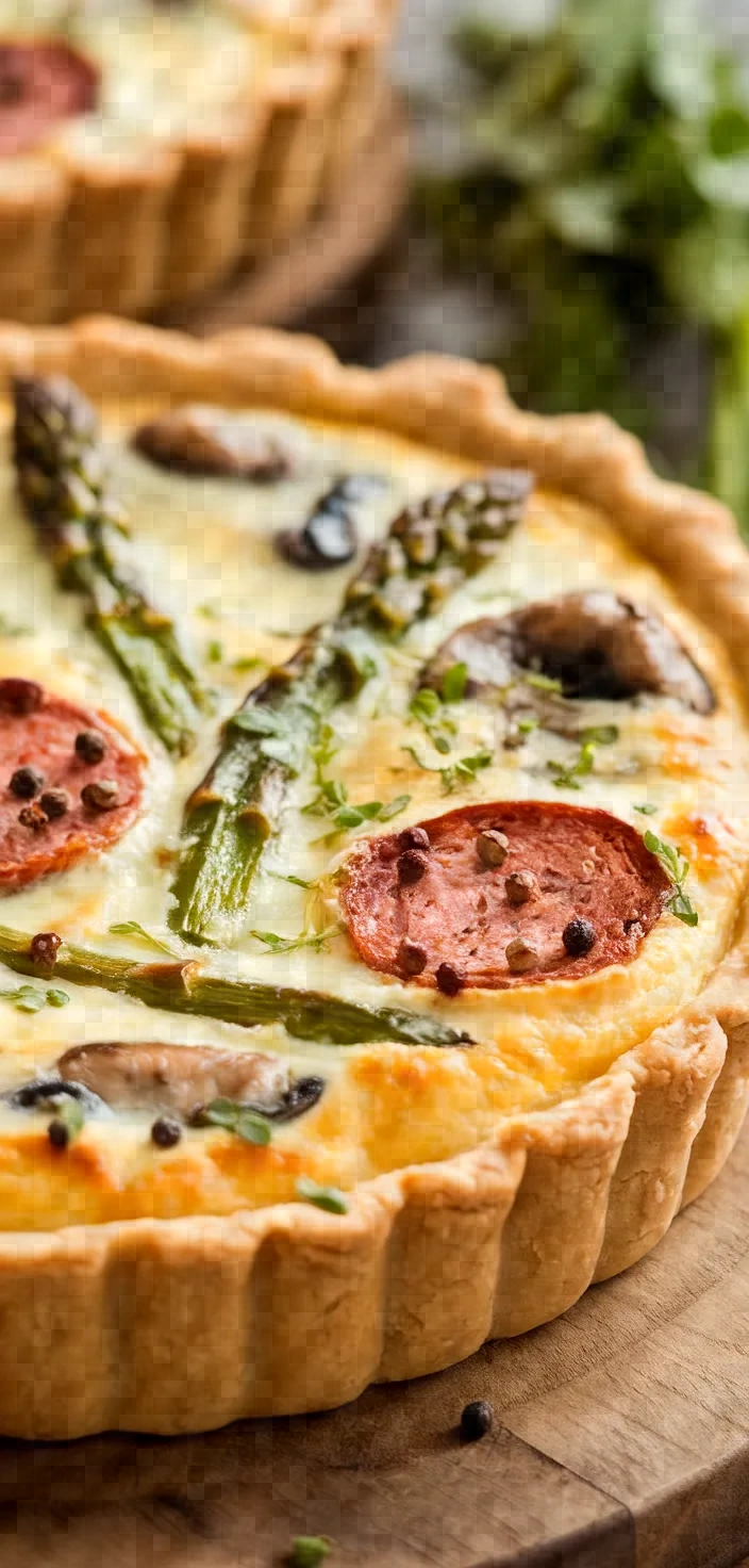 Ingredients photo for Sausage Asparagus Mushroom Quiche Recipe