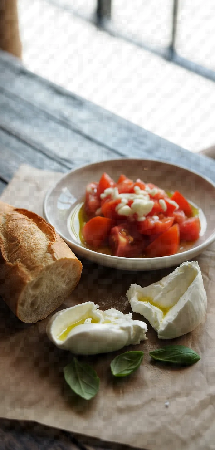 Ingredients photo for Burrata Bruschetta Recipe