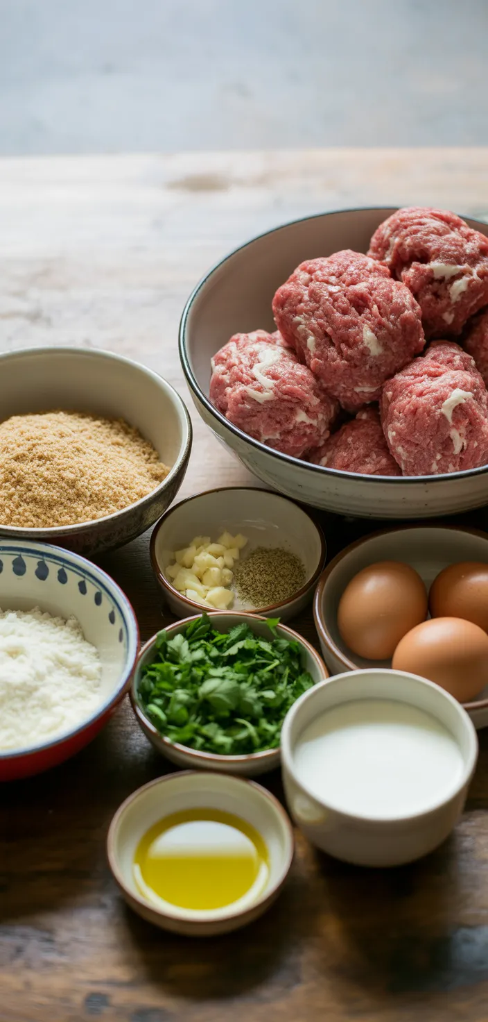 Ingredients photo for Classic Italian Meatballs (Tender And Juicy!) Recipe