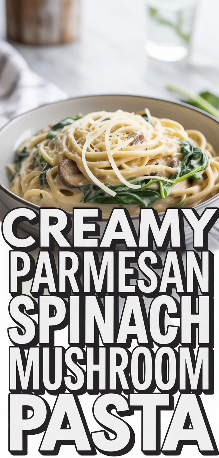 Creamy Parmesan Spinach Mushroom Pasta Recipe