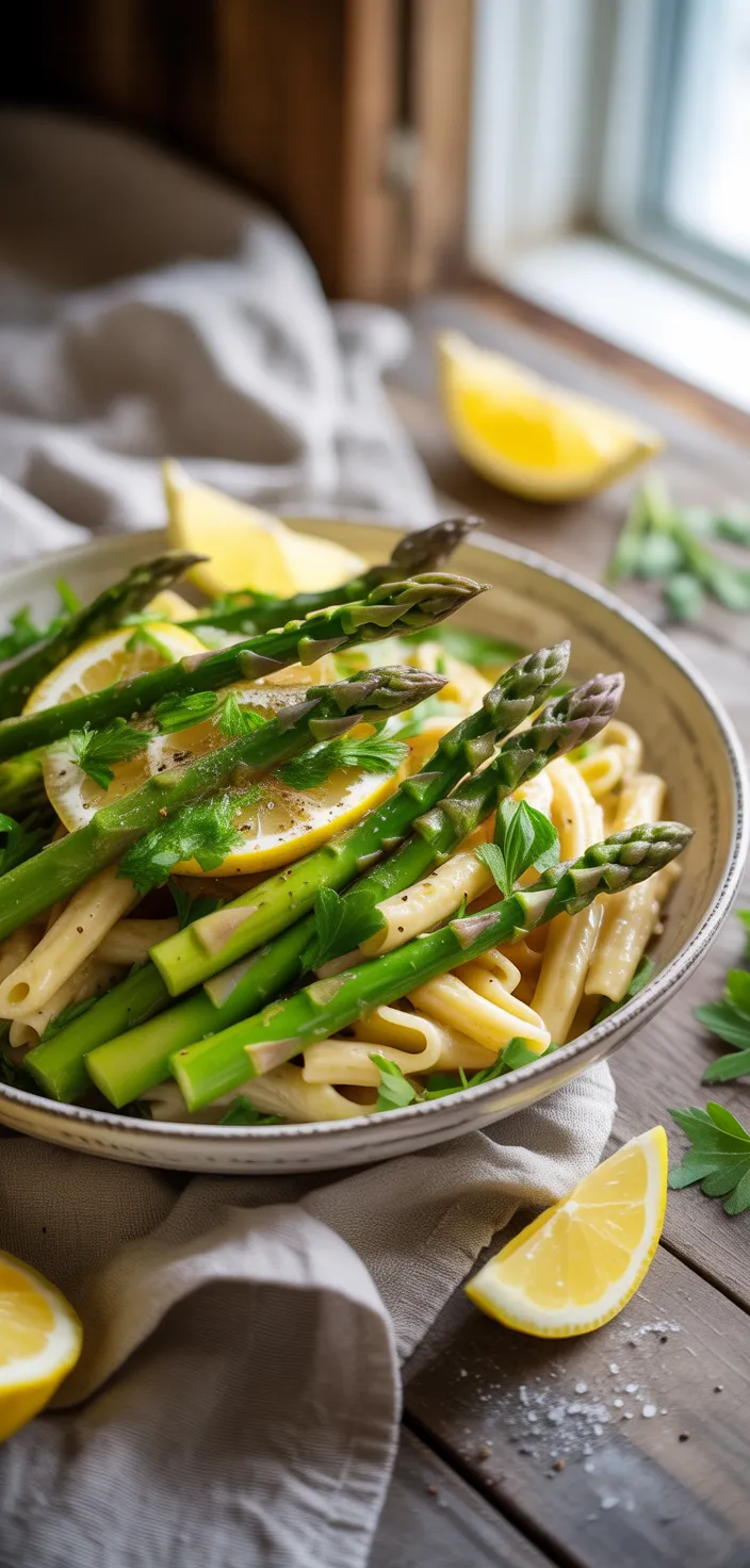 A photo of Roasted Asparagus Lemon Butter Pasta Salad Recipe