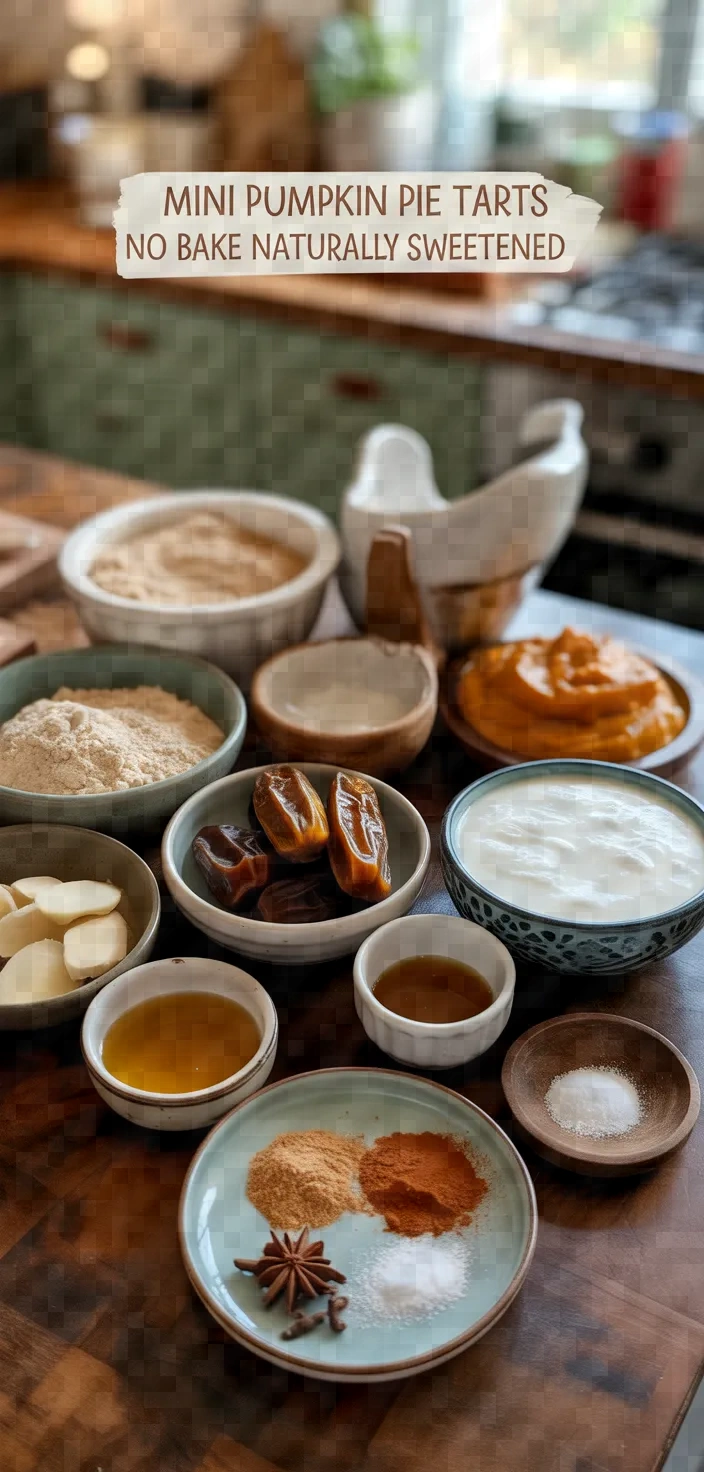 Ingredients photo for Mini Pumpkin Pie Tarts No Bake Naturally Sweetened Recipe