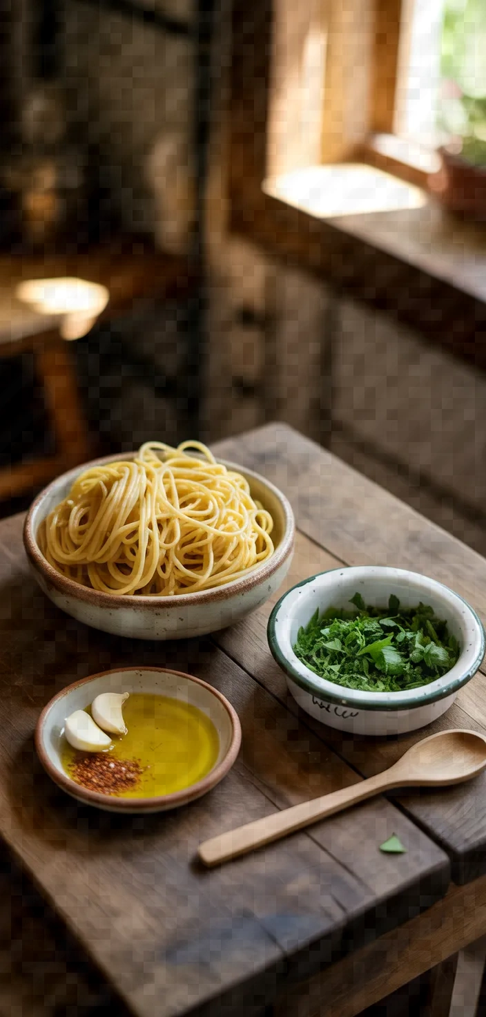 Ingredients photo for Pasta With Olive Oil And Garlic Recipe